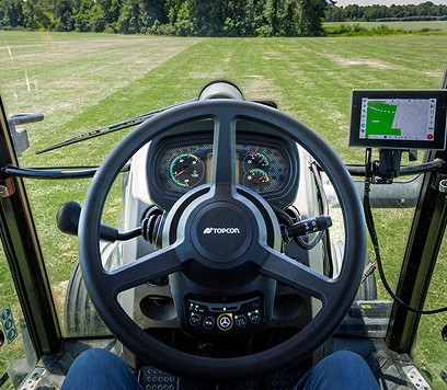 Driver’s view with steering and precision guidance display
