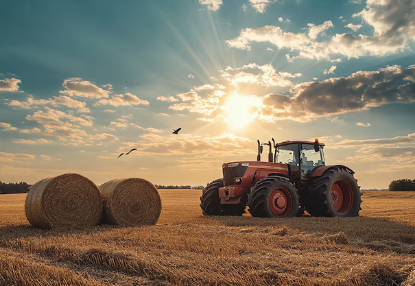 Tractor at sunset